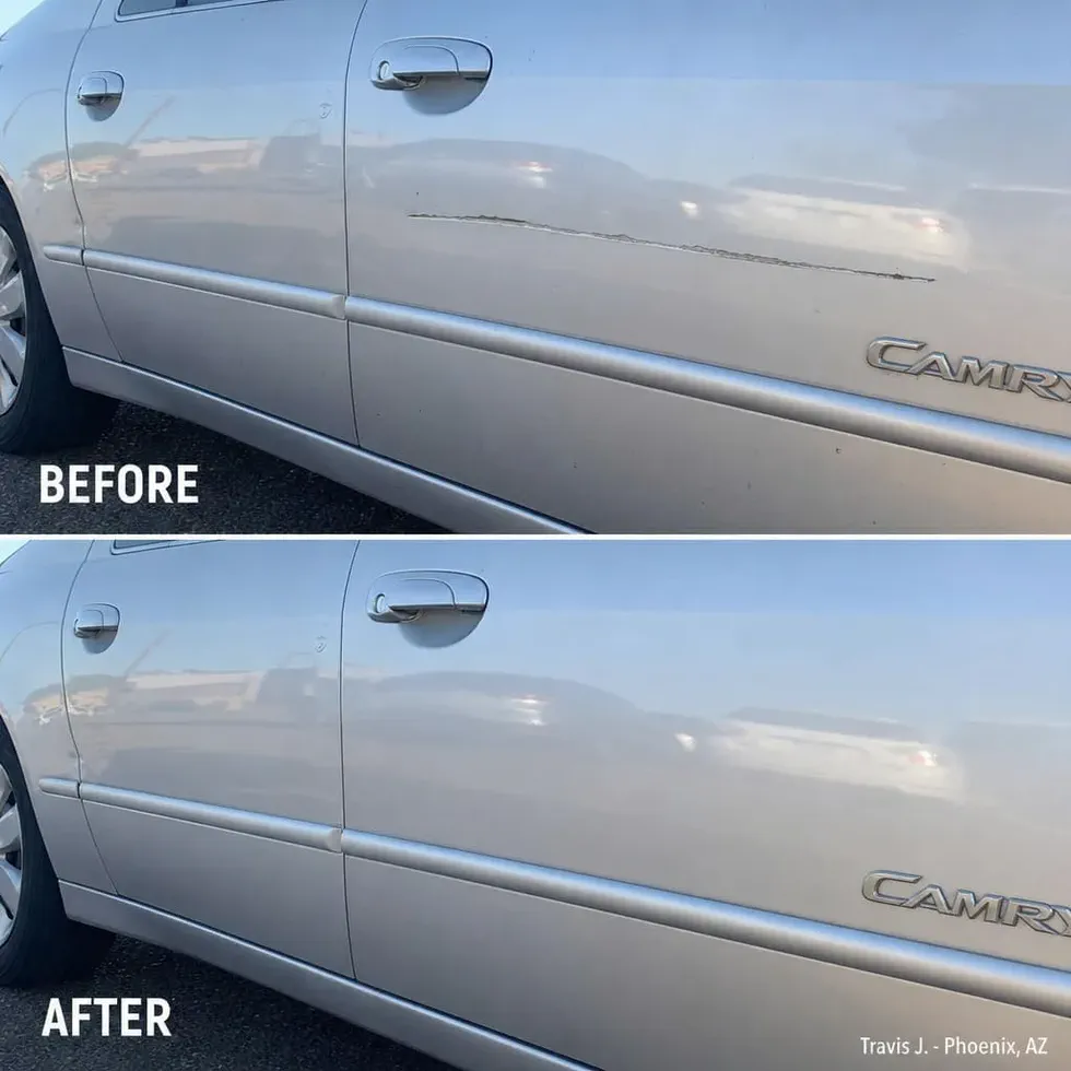 Customer before after - key scratch