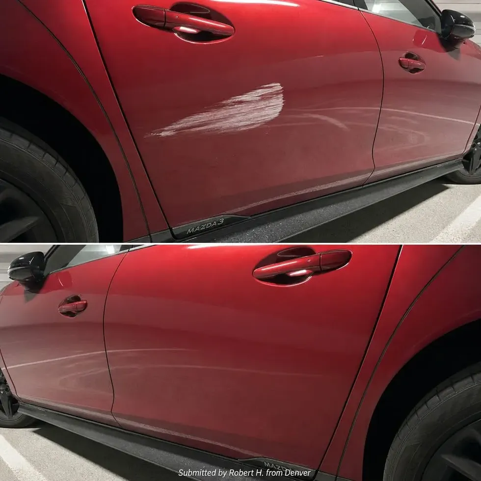 Customer before after - side panel damage